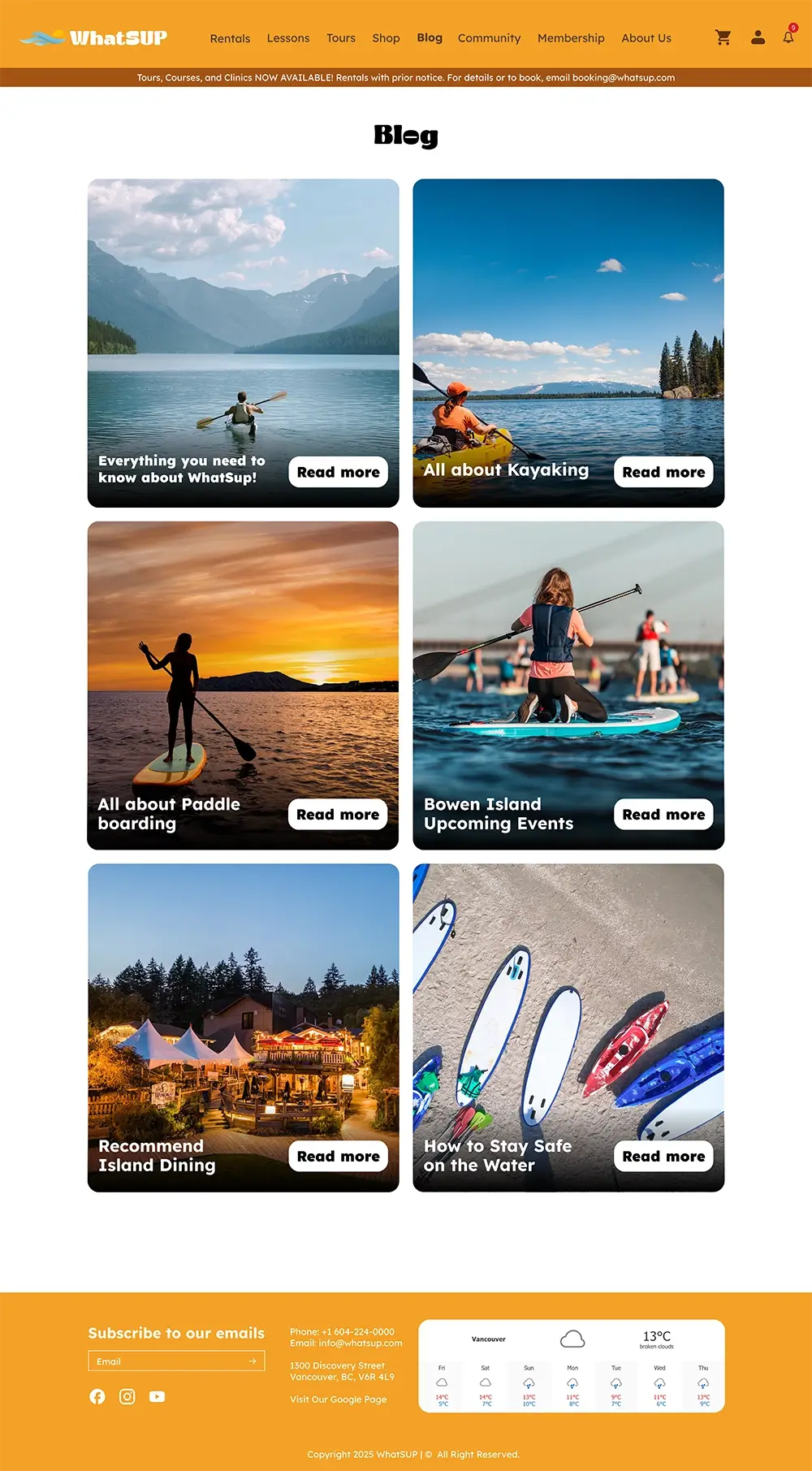 WhatSUP blog page layout