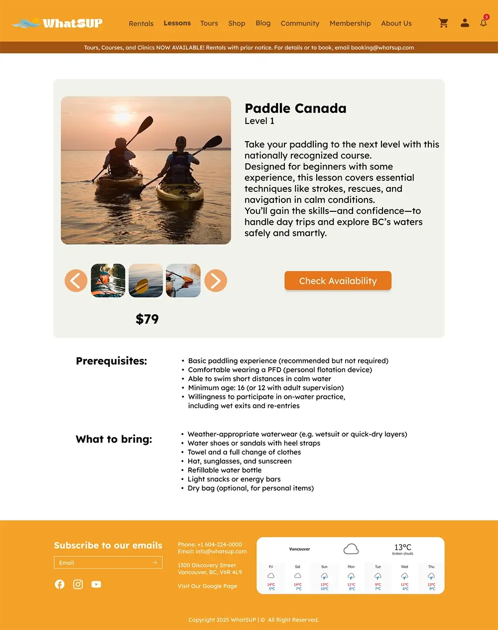 WhatSUP lesson page layout